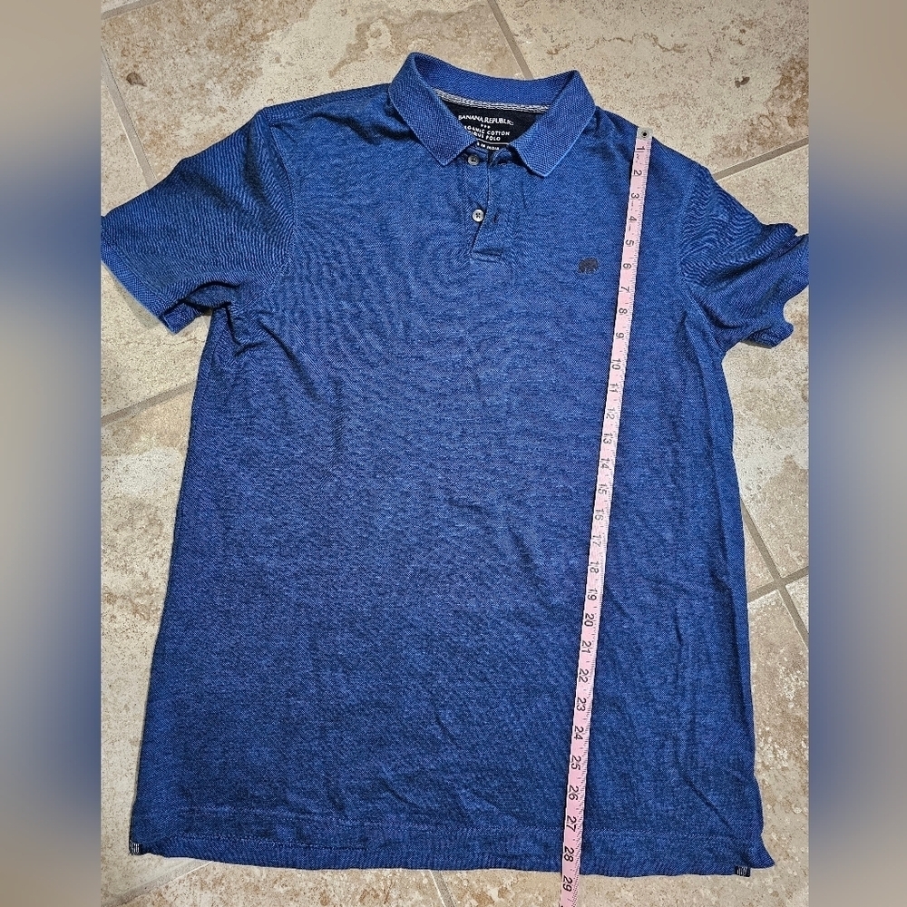 Banana Republic Men L Tall Organic Cotton Pique Polo Navy Blue Archival Luxury - Picture 6 of 6
